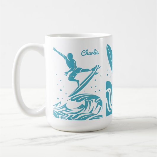 Individuelle Name Surfer Tasse (Links)