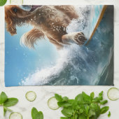 Individuelle Name Surfhund Geschirrtuch (Gefaltet)