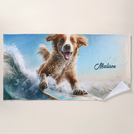 Individuelle Name Surfhund Strandtuch (Vorderseite)