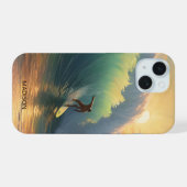 Individuelle Name Surfing iPhone 15 Hülle (Rückseite (Horizontal))
