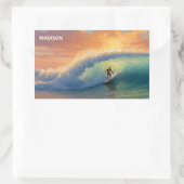 Individuelle Name Surfing Rechteckiger Aufkleber (Tasche)