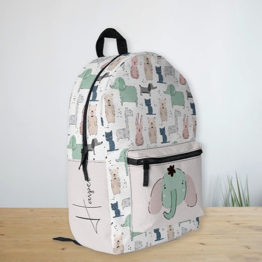 Individuelle Name Süße Tier Pattern Girl's Pink Bedruckter Rucksack