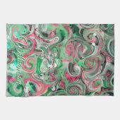 Individuelle Name Swirl Green Whimsical Abstrakt Geschirrtuch (Horizontal)