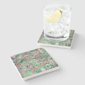 Individuelle Name Swirl Whimsical Abstrakt Green R Steinuntersetzer (Seitenansicht)