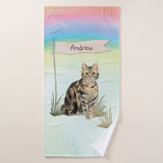 Individuelle Name Tabby Cat Pet Badhandtuch Set (Badehandtuch)