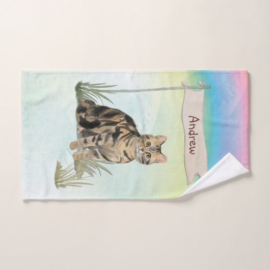 Individuelle Name Tabby Cat Pet Badhandtuch Set (Handtuch)