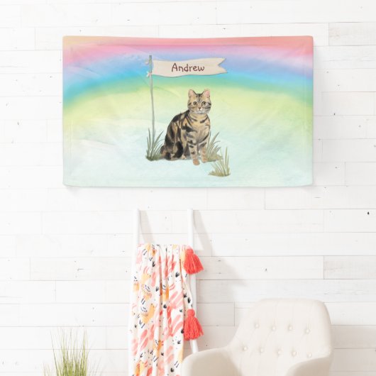 Individuelle Name Tabby Cat Pet Banner (Insitu)
