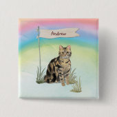 Individuelle Name Tabby Cat Pet Button (Vorderseite)