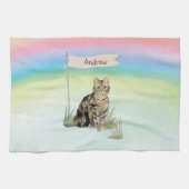 Individuelle Name Tabby Cat Pet Geschirrtuch (Horizontal)