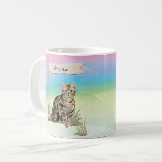Individuelle Name Tabby Cat Pet Kaffeetasse (Vorderseite Links)