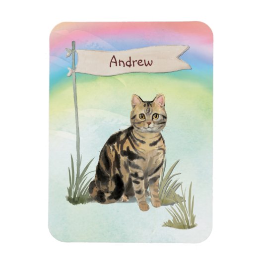 Individuelle Name Tabby Cat Pet Magnet (Vertikal)