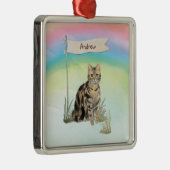 Individuelle Name Tabby Cat Pet Ornament Aus Metall (Rechts)