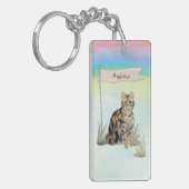 Individuelle Name Tabby Cat Pet Schlüsselanhänger (Vorderseite links)