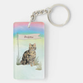 Individuelle Name Tabby Cat Pet Schlüsselanhänger (Rückseite)