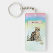 Individuelle Name Tabby Cat Pet Schlüsselanhänger (Vorderseite)