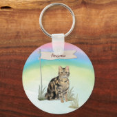 Individuelle Name Tabby Cat Pet Schlüsselanhänger (Vorderseite)