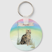 Individuelle Name Tabby Cat Pet Schlüsselanhänger (Rückseite)