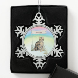 Individuelle Name Tabby Cat Pet Schneeflocken Zinn-Ornament