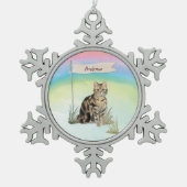 Individuelle Name Tabby Cat Pet Schneeflocken Zinn-Ornament (Vorderseite)