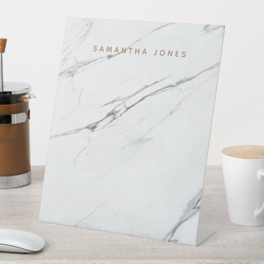 Individuelle Name Table Modern White Marble Table  Sockelschild (In Situ)