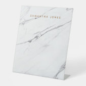 Individuelle Name Table Modern White Marble Table  Sockelschild (Vorderseite)