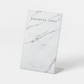 Individuelle Name Table Modern White Marble Table  Sockelschild (Vorderseite)
