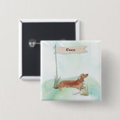 Individuelle Name Tan Dackel Haustier Hund Button (Vorne & Hinten)