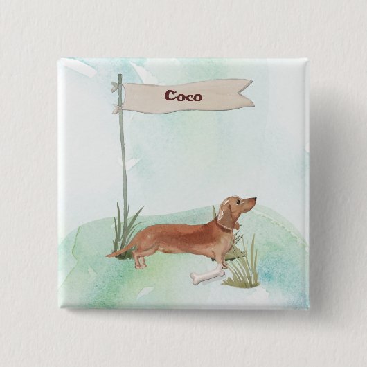 Individuelle Name Tan Dackel Haustier Hund Button (Vorderseite)