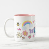 Individuelle Name-Tasse mit Einhorn und Aufklebern Zweifarbige Tasse (Links)