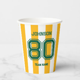 Individuelle Name-Team-Nummer für Gelb und Grün Pappbecher
