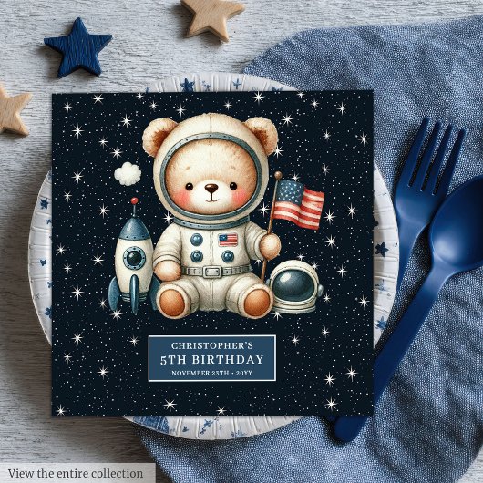 Individuelle Name Teddy Astronaut Napkins Babydusc Serviette