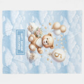 Individuelle Name Teddy Bärendecke zum 5. Geburtst Fleecedecke (Vorderseite (Horizontal))