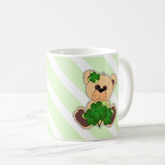 Individuelle Name Teddy Bear St. Patrick's Day Ges Tasse (VorderseiteRechts)