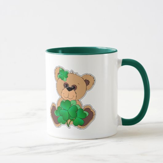 Individuelle Name Teddy Bear St. Patrick's Day Ges Tasse (Rechts)