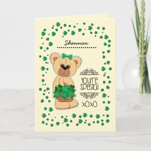 Individuelle Name | Teddy Bear St. Patrick's Day Karte (Vorderseite)