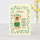 Individuelle Name | Teddy Bear St. Patrick's Day Karte (Gelbe Blume)