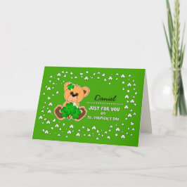 Individuelle Name Teddy Bear St. Patrick's Day Karte