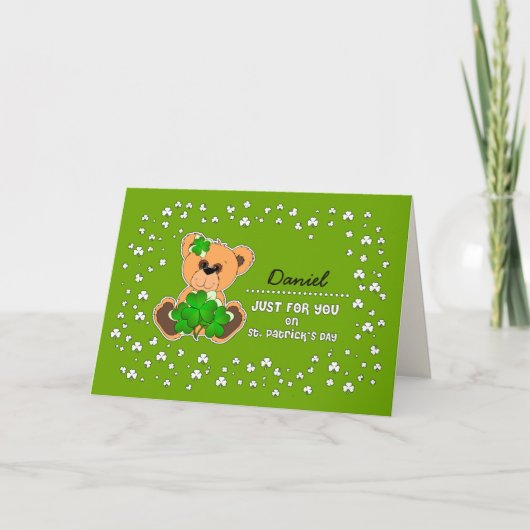 Individuelle Name Teddy Bear St. Patrick's Day Karte (Vorderseite)