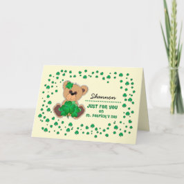 Individuelle Name Teddy Bear St. Patrick's Day Karte