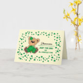 Individuelle Name Teddy Bear St. Patrick's Day Karte (Gelbe Blume)