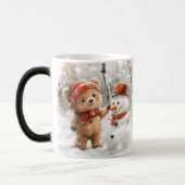 Individuelle Name Teddy Bear und Snowman Verwandlungstasse (Links)