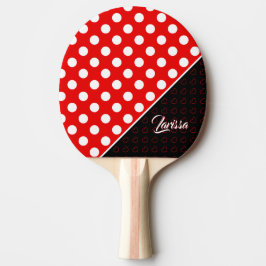 Individuelle Name Template Stilvoll Polka Dots Rot Tischtennis Schläger