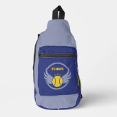 Individuelle Name Tennis Ball mit Flügen Crossbody Bag (Vorderseite)