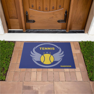 Individuelle Name Tennis Ball mit Flügen Fußmatte