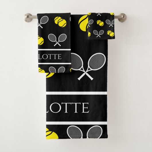 Individuelle Name Tennis Ball & Racket Handtuch Se Badhandtuch Set (Insitu)