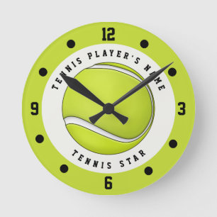 Individuelle Name Tennis Ball Round Clock Runde Wanduhr