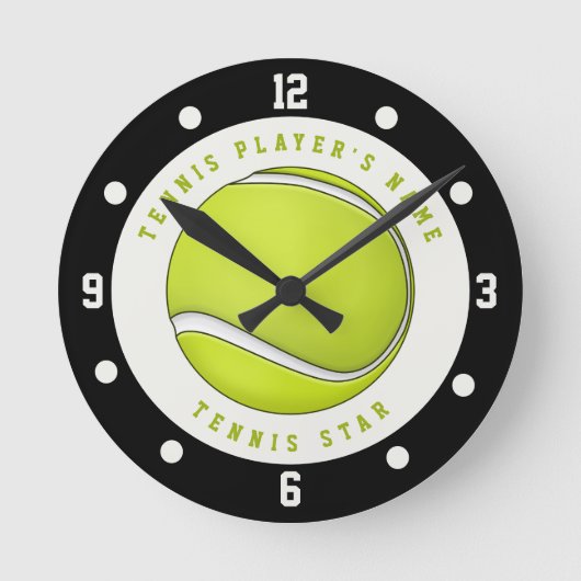 Individuelle Name Tennis Ball Round Clock Runde Wanduhr (Vorderseite)