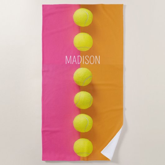 Individuelle Name Tennis Balls Strandtuch (Vorderseite)