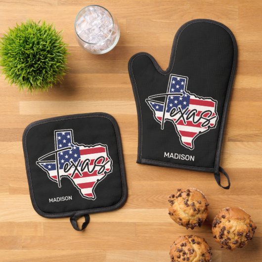 Individuelle Name Texas Ofenhandschuh & Topflappen-Set (Oben Unten)