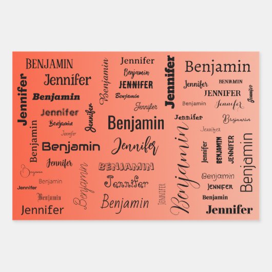 Individuelle Name Text Abstrakt Pastell Orange Gra Geschenkpapier Set (Vorderseite 3)